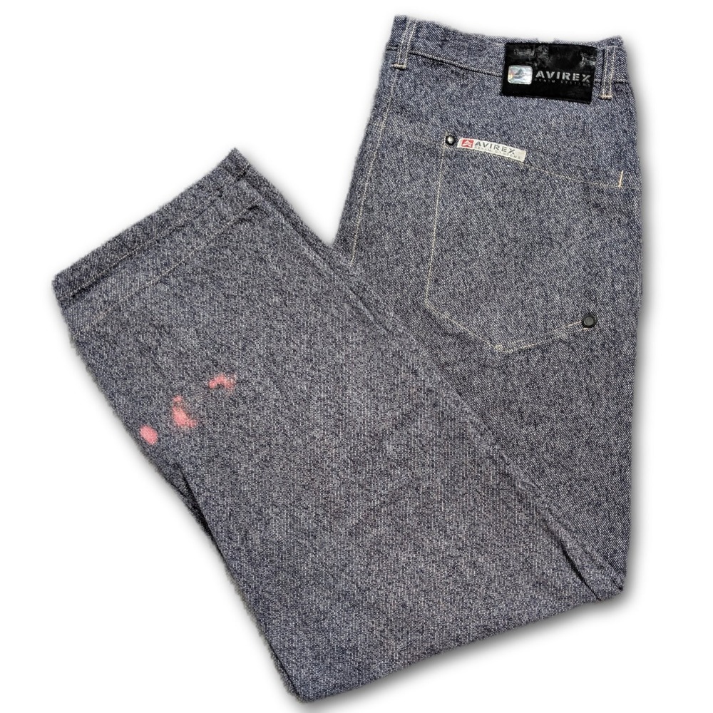 Avirex Denim Systems Mens 42x34 Jeans Heather Streetwear Baggy VTG Flecked Dark